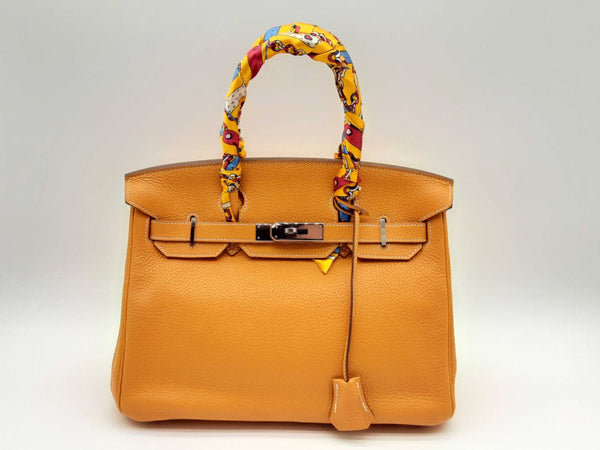 Hermes Birkin 30CM Clemence Jacques Amber Orange Palladium Hardware Handbag DOLWXZXDE 144020008559