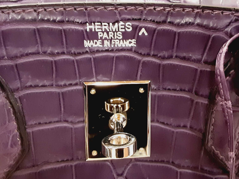 Hermes Birkin 35CM Purple Matte Amethyst Crocodile With Palladium Hardware Handbag (WWLRX) 144020004174 DO/DE
