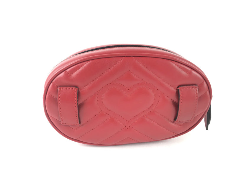 Gucci Red Quilted Leather GG Marmont Belt Bag (CZX) 144010001076