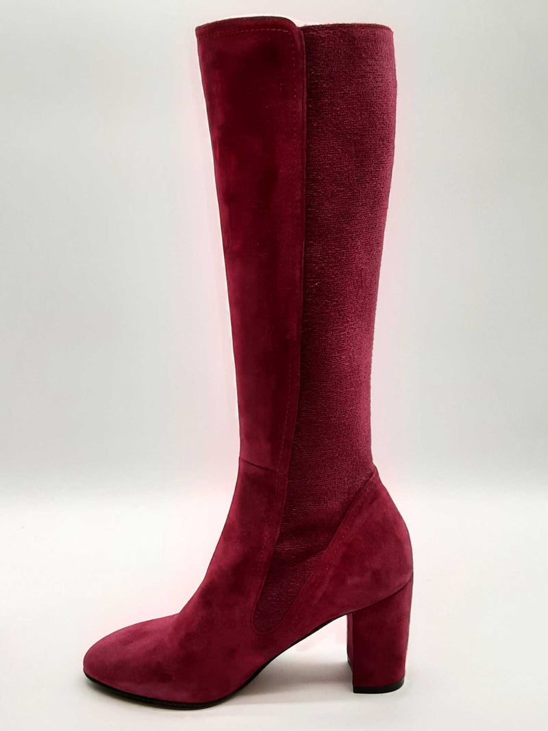 Stuart Weizman Livia 80 Cranberry Red Suede Boots Size 5 Dolxzde 144020004351