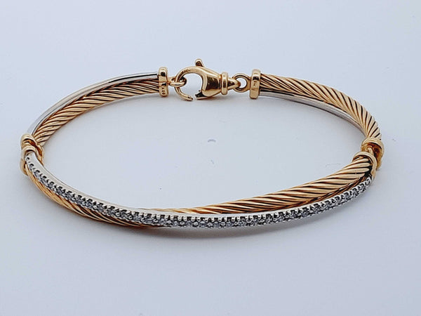 David Yurman 18k Two-tone Gold Diamond Cable Bracelet Dowxzxde 144020002568