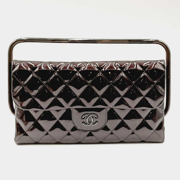 Chanel Classic Black Patent Leather Flap Frame Clutch (WXZX)144010017582 CB/SA