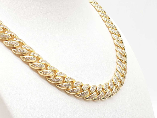 Gold Plated Silver Cz Cuban Link Chain 108.4 Grams 22 Inch Lhorrde 144020014480