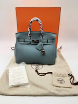 Hermes Birkin 25cm Blue Ciel Clemence Palladium Hardware Handbag Dolerxzde 144020011422