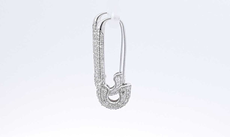 18k White Gold Diamond Safety Pin Earrings Ebolxzdu 144020000669