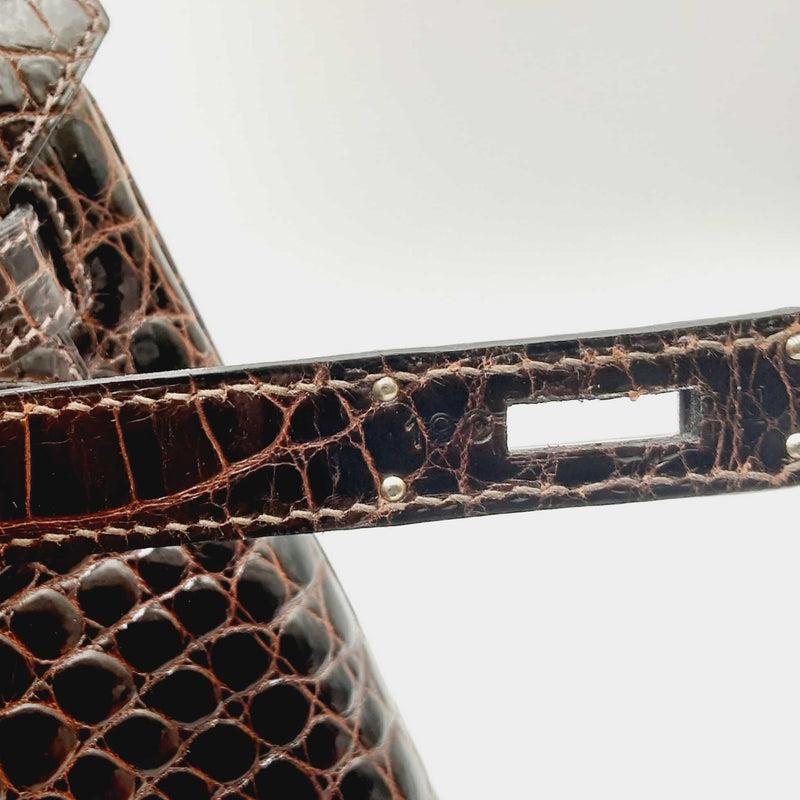 Hermes Black Porosus Crocodile Birkin with Palladium Hardware 35cm (WWZXX) 144010014033 RP/SA