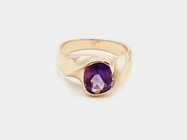 14K Yellow Gold 1.50 Carat Amethyst Colored Stone 5.39G Ring Size 7 (OXZ) 144010023724 DO/DE