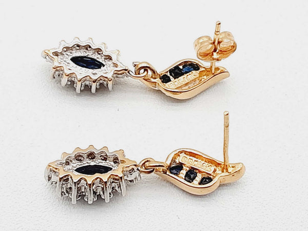 14K Yellow Gold 3.87G 0.30 CTW Diamonds 0.66 CTW Sapphire-Colored Stones Stud Earrings (OXZ) 144010004902 DO/DE