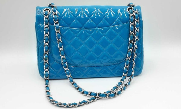 Chanel Blue Patent Leather Double Flap Shoulder Bag Ebolxzdu 144030003892