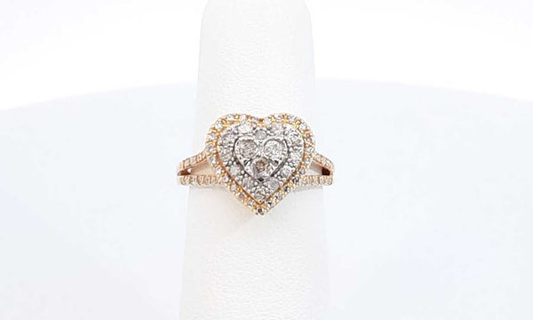 10k Yellow Gold Diamond Heart Ring Size 5.25, 3.2 Grams Eboxzdu 144030004022