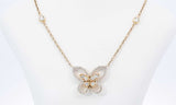 18k Yellow Gold Diamond Butterfly Necklace 35 Inch Ebwsxzdu 144020000377