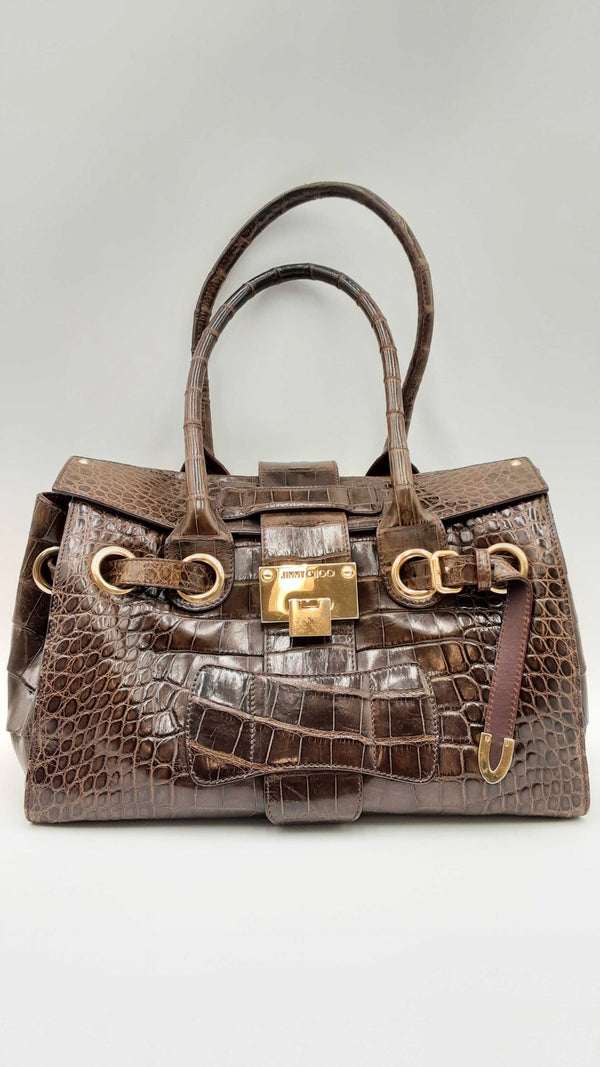 Jimmy Choo Rosalie Brown Crocodile Leather Handbag Ebrzxdu 144030002013