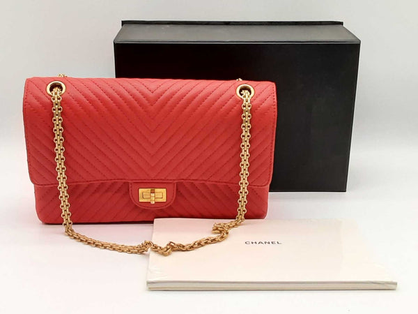 Chanel Red Chevron Quilted Chevre Double Flap Shoulder Bag Doprxzde 144020010772