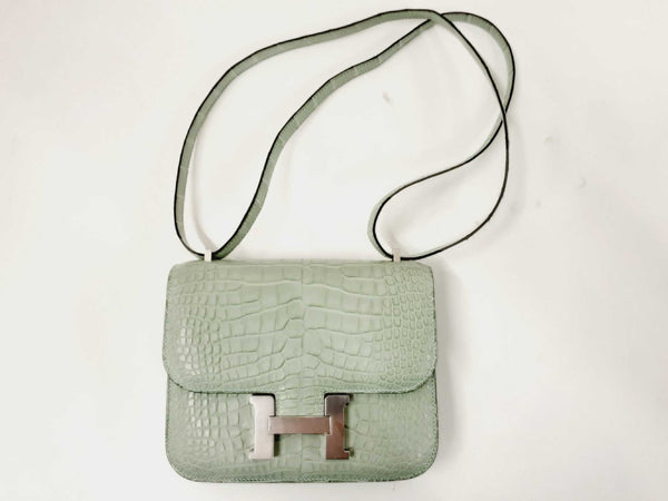 Hermes Constance Mini Green Croc Leather Shoulder Bag Dooexzxde 144020004171