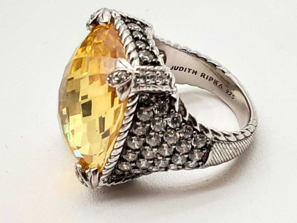 Judith Ripka Sterling Silver Lemon Quartz Ring Size 6.25 Docrde 144020012564