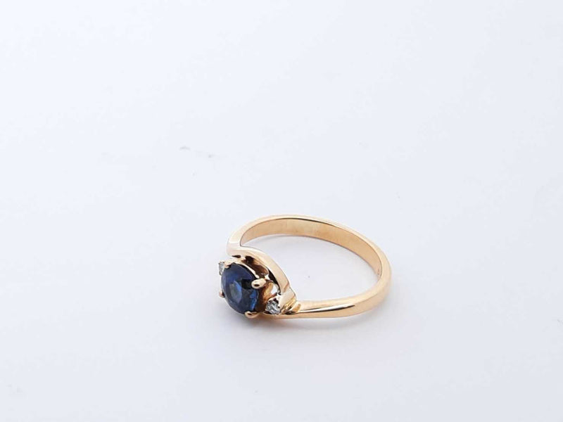 18k Yellow Gold Sapphire Diamond Ring Size 6 Lhwxzde 144010021682