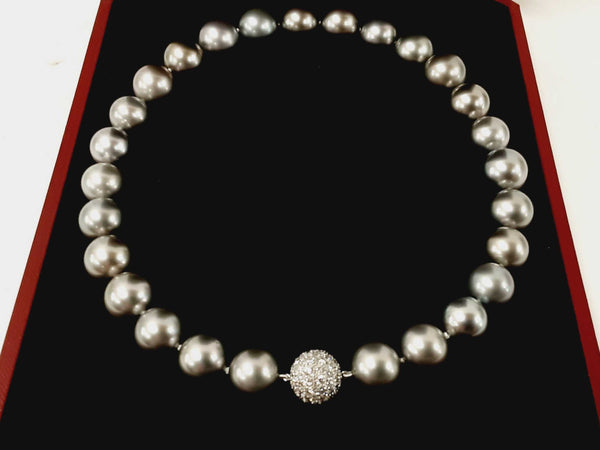 Cartier Tahitian Grey Pearl Platinum Diamond Necklace Doprxzxde 144020003681