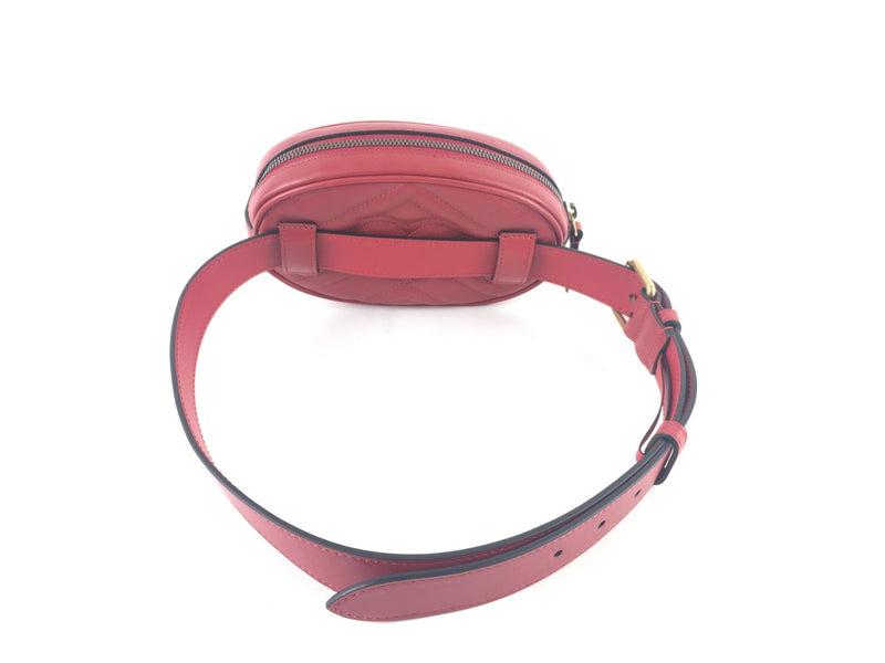 Gucci Red Quilted Leather GG Marmont Belt Bag (ROZ) 144010001284