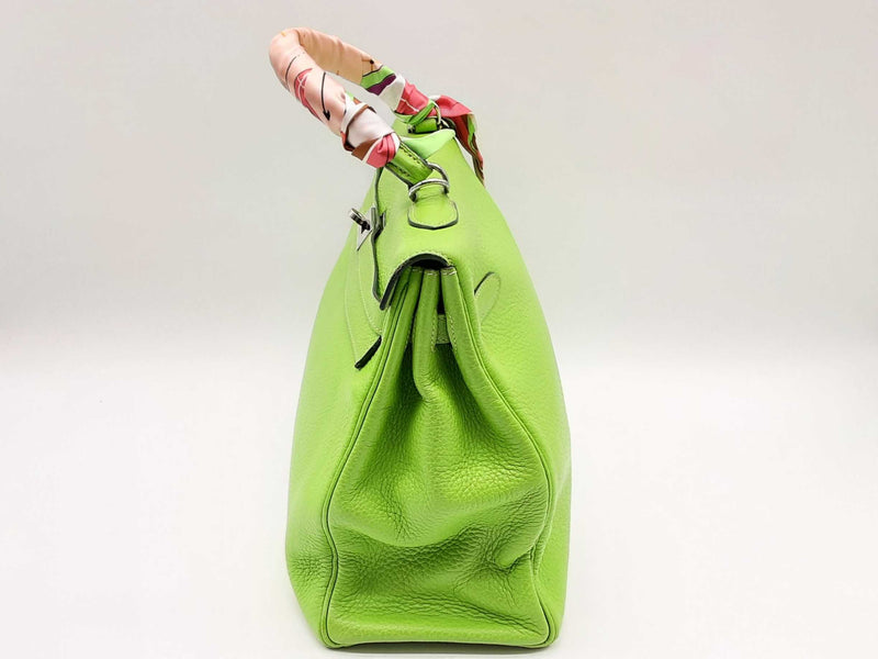 Olive Green Hermes Kelly Bag with Palladium Hardware - Handbags