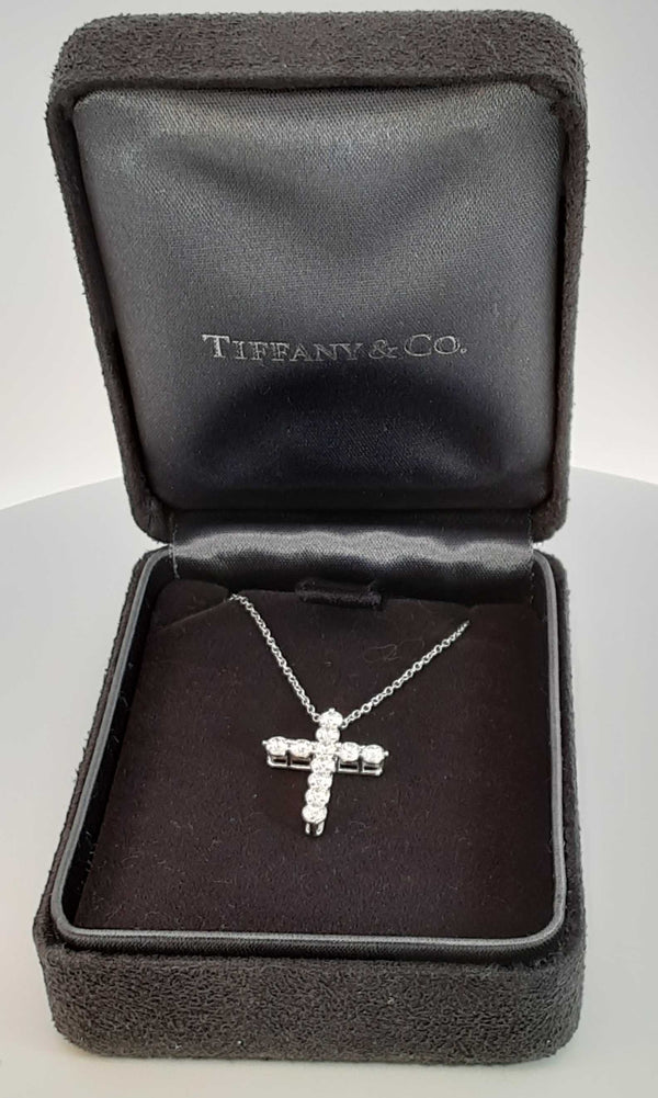 Tiffany & Co. Platinum Diamond Cross With Chain Eboxxzdu 144010018262