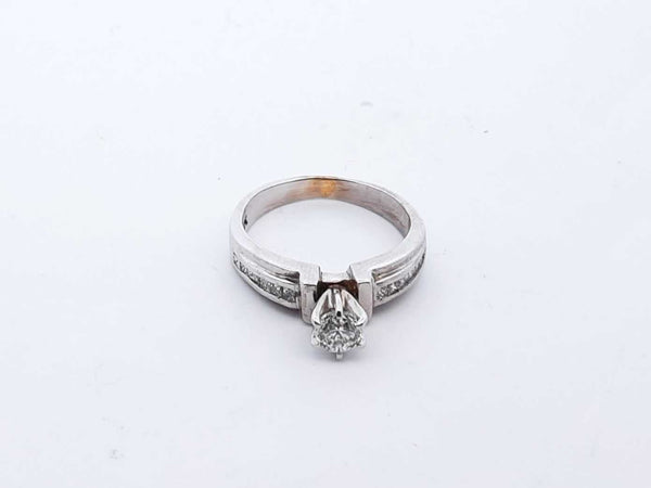 14k White Gold Diamond Solitaire Engagement Ring Size 6.5 Lhwxzde 144010012088
