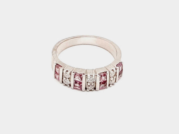 14K White Gold 0.56 CTW Pink Sapphire-Colored Stones 0.30 CTW Diamonds Ring Size 7 (LXZ) 144020001355 DO/DE