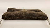 Givenchy Brown Shark Envelope Crocodile Embossed Nubuck Shoulder Bag (LRZ) 144010000321 RP/SA