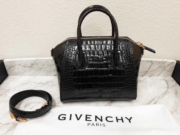 Givenchy Brown Shark Envelope Crocodile Embossed Nubuck Shoulder Bag (LRZ) 144010000321 RP/SA