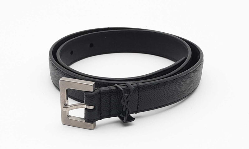 Ysl Centura Cassandre Black Leather Belt With Square Buckle Ebcrsa 144010020063