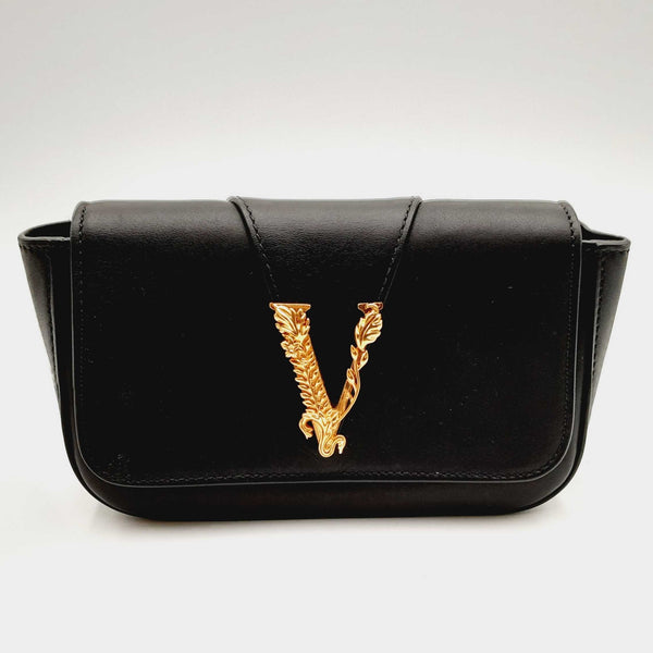 Versace Virtus Leather Chain Shoulder Bag