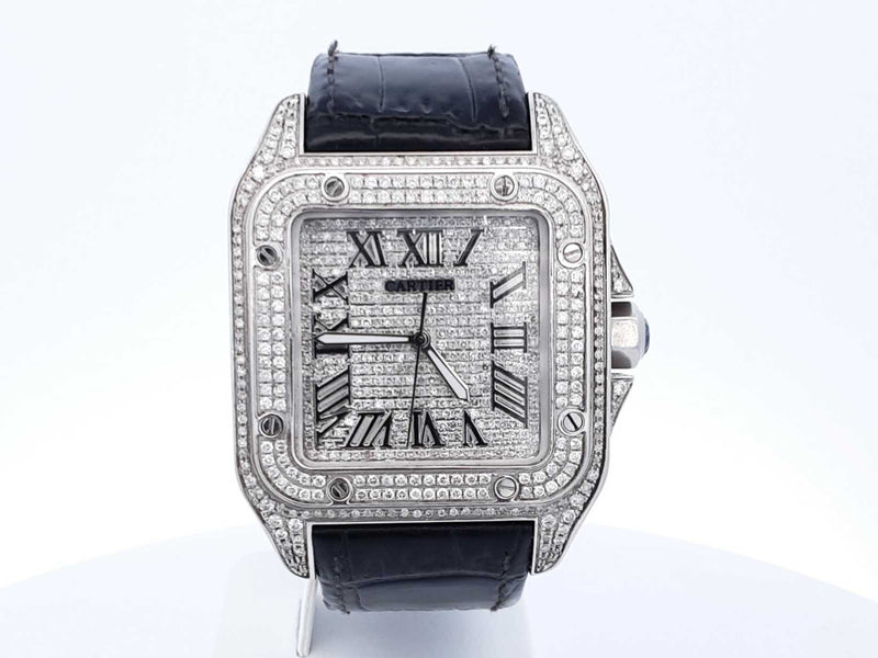 Cartier Santos 100 Stainless Steel Diamond Watch (IRXZ) 144020003955 DO/DE