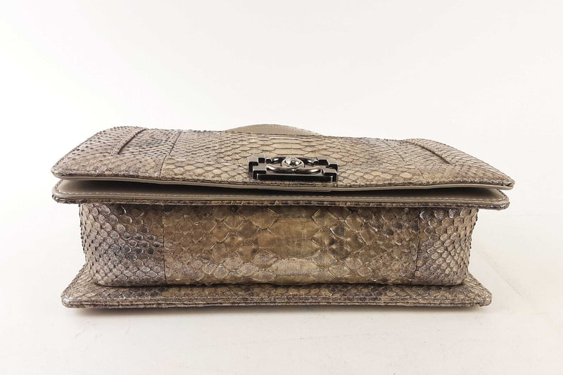 Chanel Silver Faux Python Boy Bag (WEZX) 144010015726 RP/DE