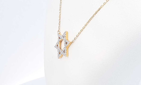 14k Yellow Gold Star Of David Lab Grown Diamond Necklace Eblcedu 144020004846