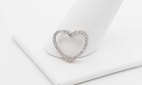 14k White Gold Diamond Heart Pendant 0.8 Grams Eboxdu 144030005131