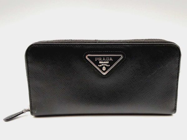 Prada Classic Black Canvas Leather Saffiano Wallet MSLRXSA 144010009887