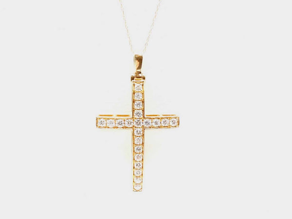 14k Yellow Gold Diamonds Cross Pendant Chain 18 In Doixzde 144020000263