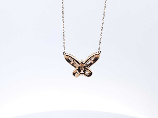 14K Yellow Gold Diamond Butterfly Necklace 18" 3G .66 CTW LHPXZDE 144020000268