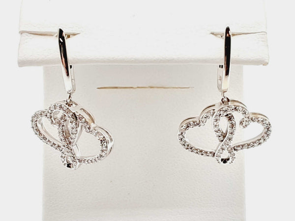14k White Gold Diamond Interlocking Hearts Earrings Dopcrde 144010012855
