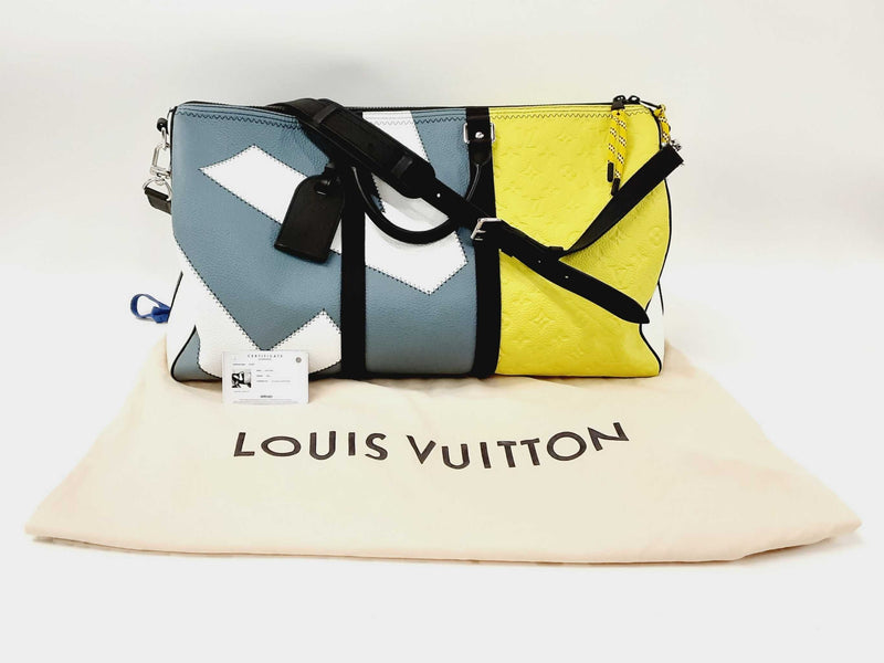 Louis Vuitton Bandoulier Keepall 50B Blue And Yellow Cowhide