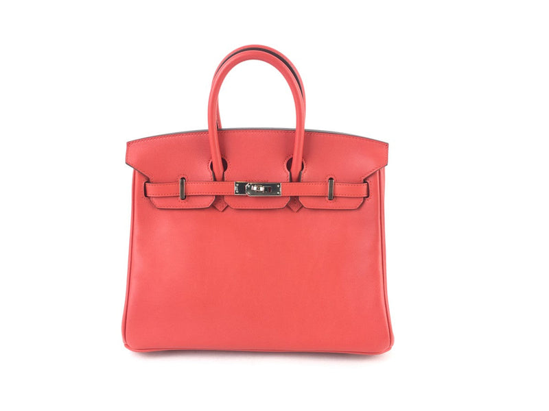 Hermes Birkin 25CM Veau Swift Leather Rouge Tomate Red Palladium Hardware Handbag (LIXZX) 144010001520 DO/DE