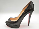 Christian Louboutin Black Suede Peep Toe Heels Size Eu40.5/ Us10.5 144020002321