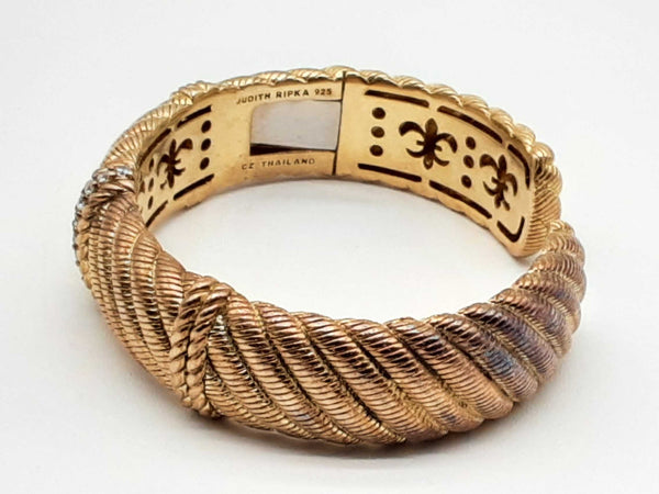 Judith Ripka Gold Plated Silver Cz Cuff Bracelet 7 In Dolrxde 144020012554