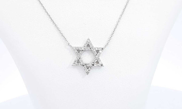14k White Gold Star Of David Lab Grown Diamond Necklace Eblcedu 144020004832