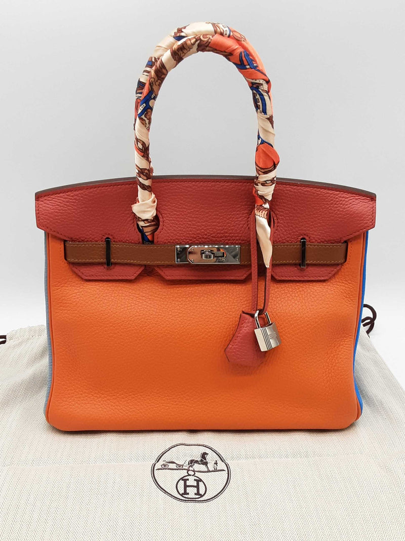 Hermés Birkin 30cm Multicolor Clemence Palladium Hardware Handbag Dolcwpxde 144010010155