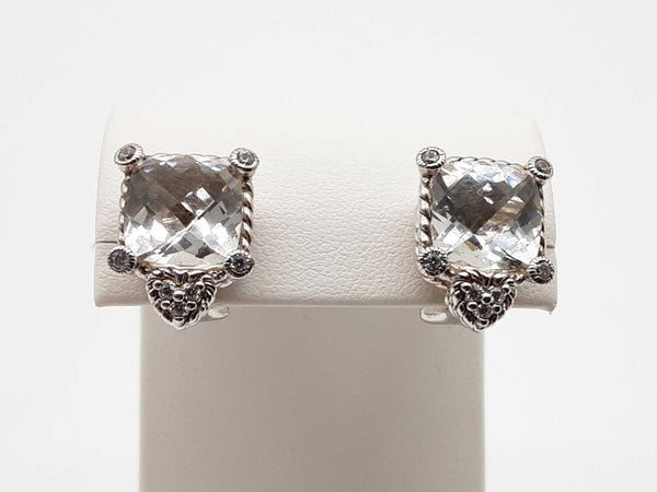 Judith Ripka Sterling Silver White Quartz Clasp Earrings Doixde 144020012727