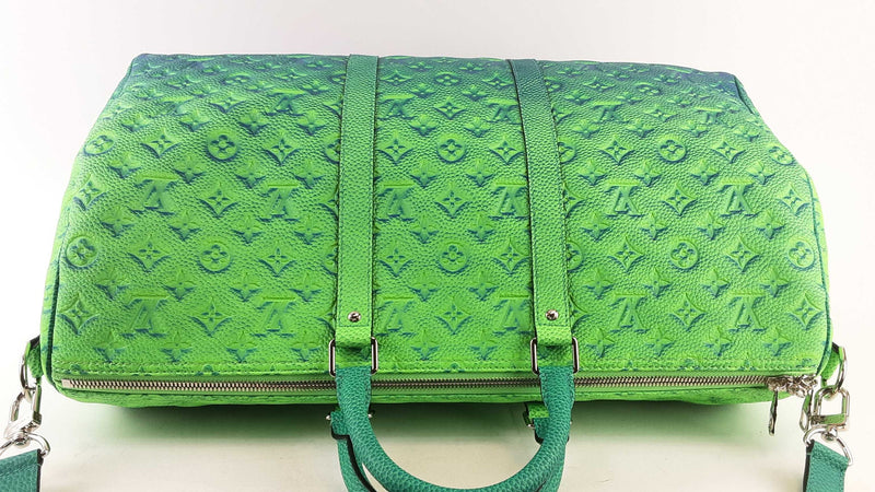 Louis Vuitton Green Blue Leather Virgil Abloh Taurillion Illusion Keepall (PORZ) 144010017783 RP