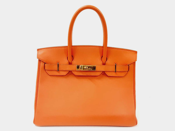 Hermes Birkin 30 Orange Gulliver Leather Gold Handbag Dolpzxzde 144020000926