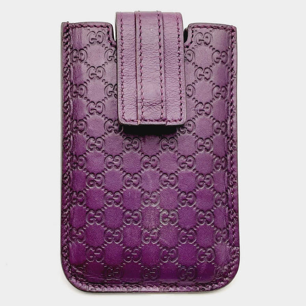 Gucci 240188 Purple Monogram Calfskin Leather Card Wallet CBLECSA 144010011093
