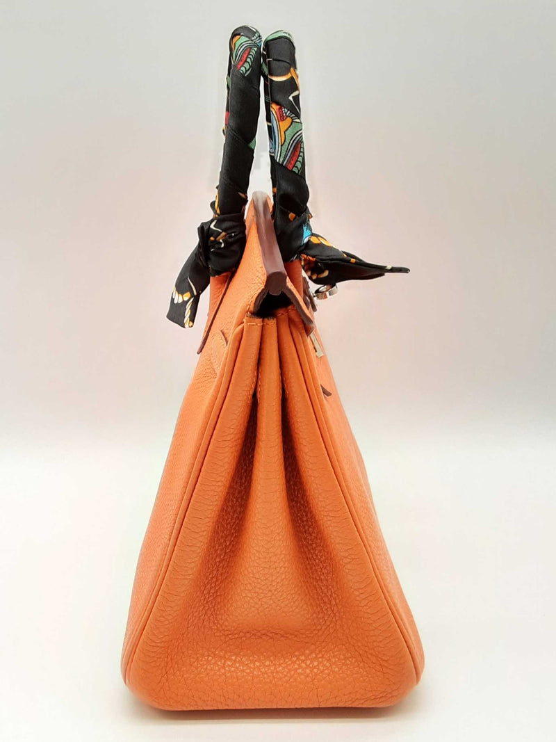 Hermes Birkin 25cm Orange Capucine Clemence Palladium Hardware Handbag Dolizxzde 144010025508