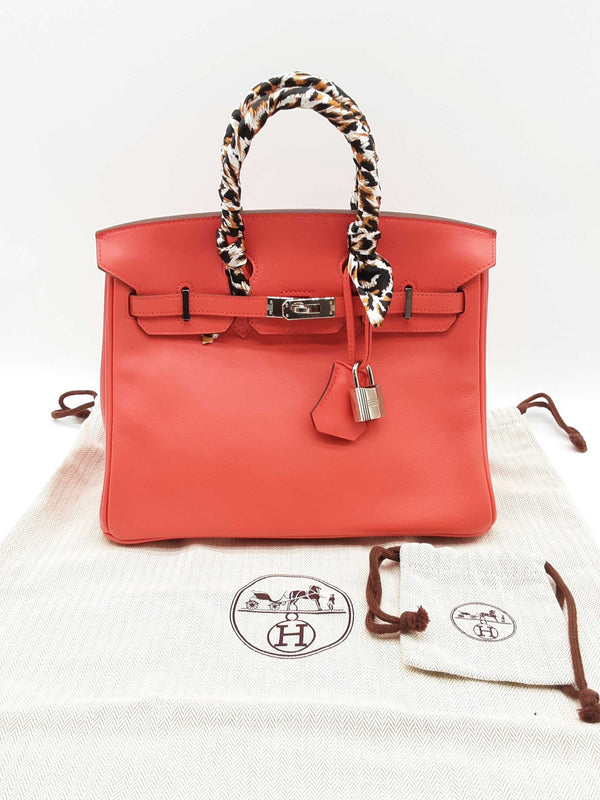 Hermes Birkin 25cm Red Leather Palladium Hardware Handbag Dolixzxde 144010001520